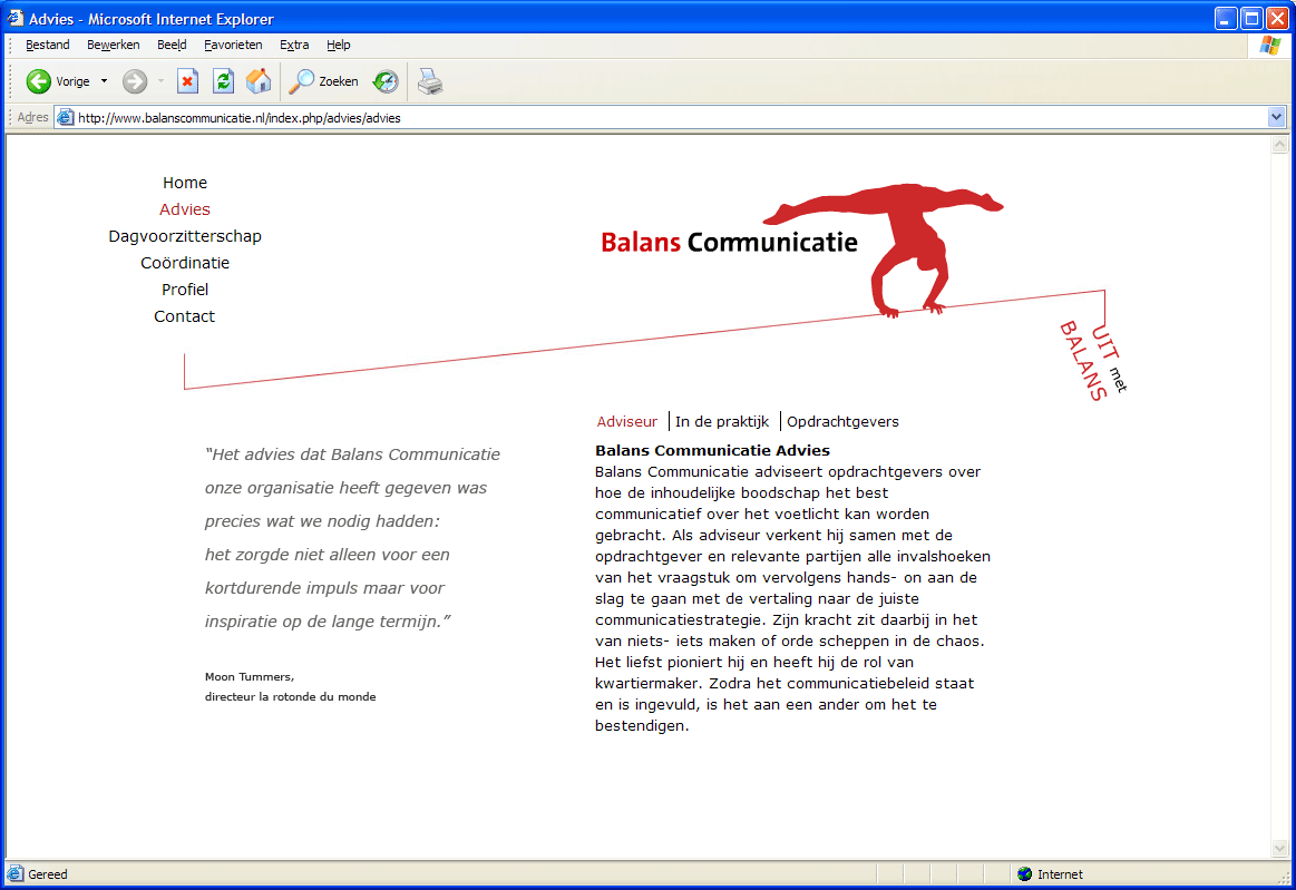 BalansCommunicatie homepage uit 2008