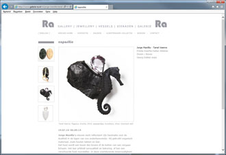 Galerie Ra, de pagina met informatie over de actuele expositie