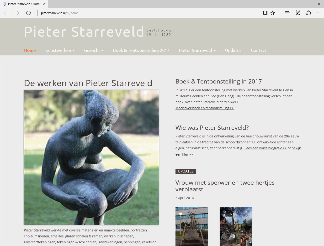 Homepage van de nieuwe Pieter Starreveld webstie