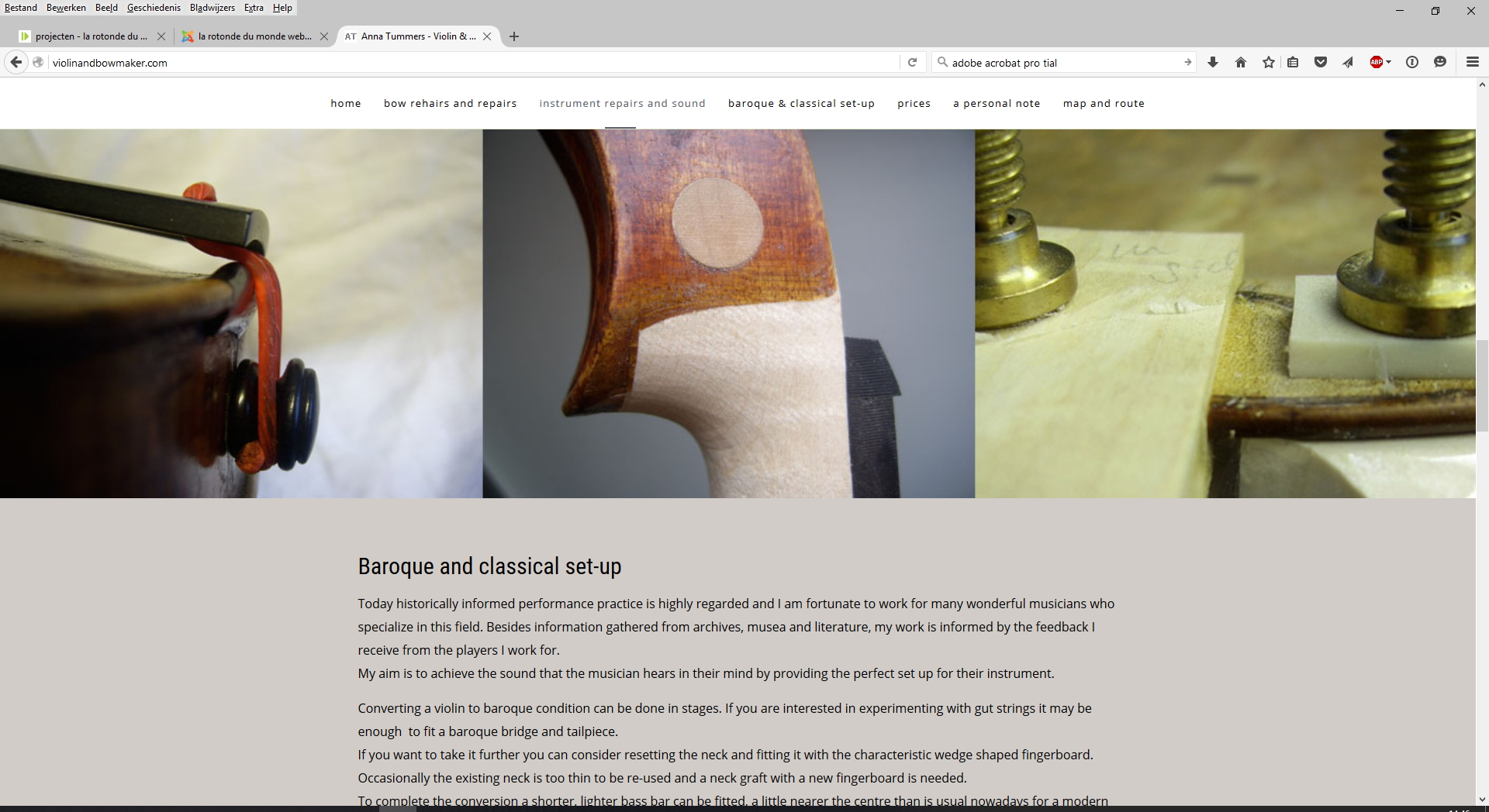 Websiteontwerp Violin and bowmaker